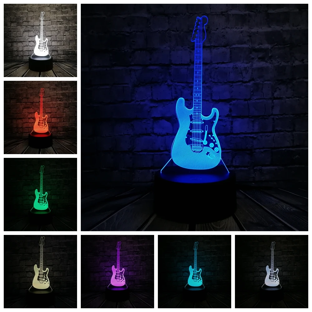 für Musiker Gitarre Coole 3D-LED-Nachtlampe Musik Weihnachtsgeschenk. Student Geburtstag Heim-Dekoration Bass