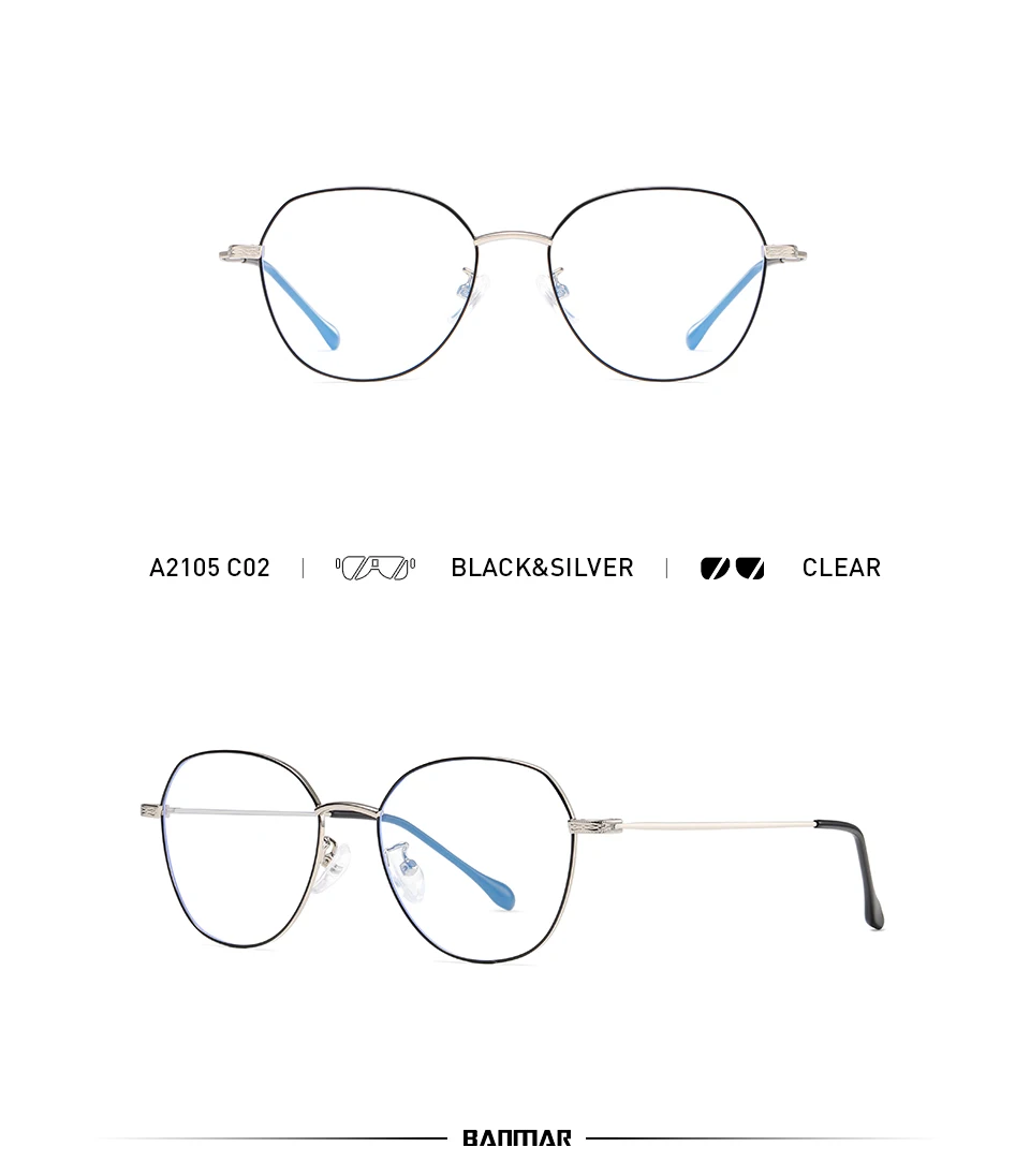 BANMAR Blue Light Blocking Glasses Unisex Round Computer Reading Glasses Readers Anti Glare Eyeglasses Blue Ray Glasses A2105