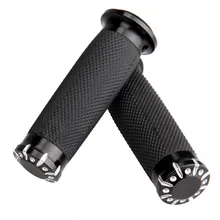 Motorcycle Grips 1.25” Black Rubber Handle Bar Handle Aluminum Motorbike Handlebar For Harley Softail Sportster Touring Dyna