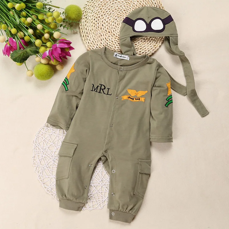 PPY-34, новинка года, костюм ползунки для мальчиков, одежда для новорожденных, одежда для маленьких мальчиков, Детские ползунки с длинными рукавами, комбинезон+ шапка