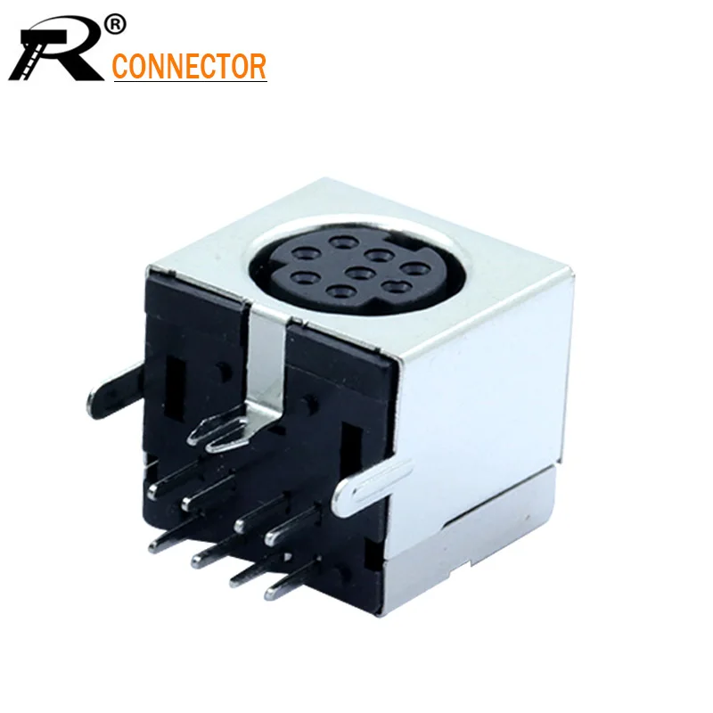 

1pc 8PIN MDC/S Terminal Mini PS2 Power Socket MINI DIN Metallic Housing Female Socket Bent needle Half-Package Shield