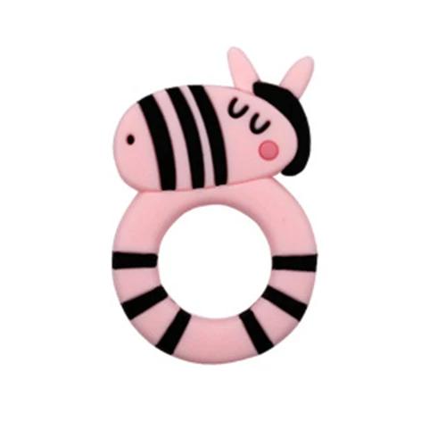 Baby Teether Oral Care Safety kids teether cute animal zebra baby teether baby teeth toys Silicone massage gums tooth Cartoon - Цвет: pink