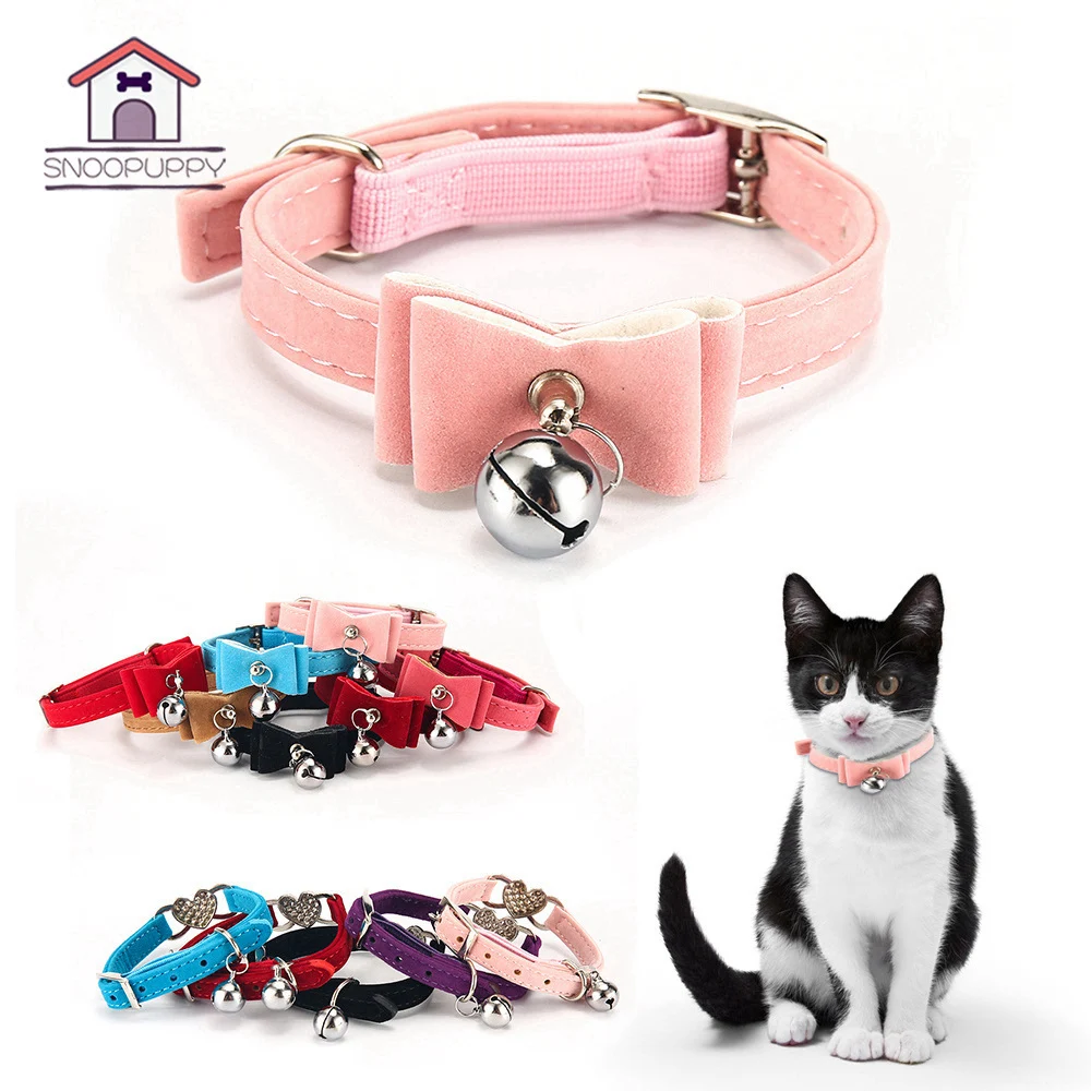 BRAND NEW ADJUSTABLE CAT COLLAR WITH BELL PINK PRETTY SOFT SMALL PUPPY 