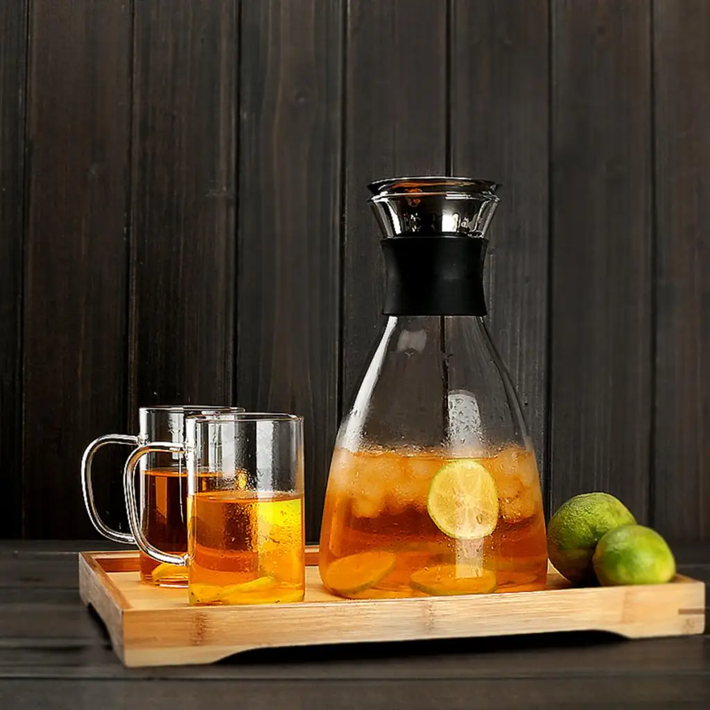 Clear Glass Bottle Heat Resistant Pitcher Teapot Water Juice Beverage Flower Tea Jugs Drinkware Teapot