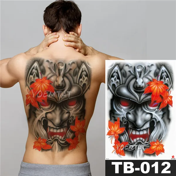 48*35 см полная задняя Водонепроницаемая Временная Вспышка татуировки большие тату-наклейки Феникс Дракон Будда грудь тело для мужчин и женщин - Цвет: 22