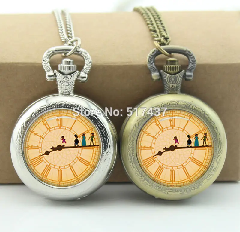 

Peter pan Big Ben Clock Pocket Watch Mini Glass Locket Necklace Vintage Pocket Watch Necklace Silver