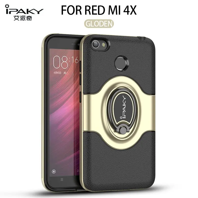 iPaky Redmi 4x Case Cover Combo TPU PC Phone for Xiaomi Protective Back Shockproof +360 Rotating Ring Holder |
