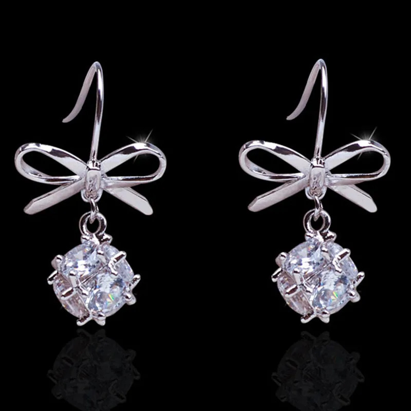

WIN-B 100% genuine Natural long earrings fashion jewelry Women 925 sterling silver earrings gifts aretes crystal drop jewelry
