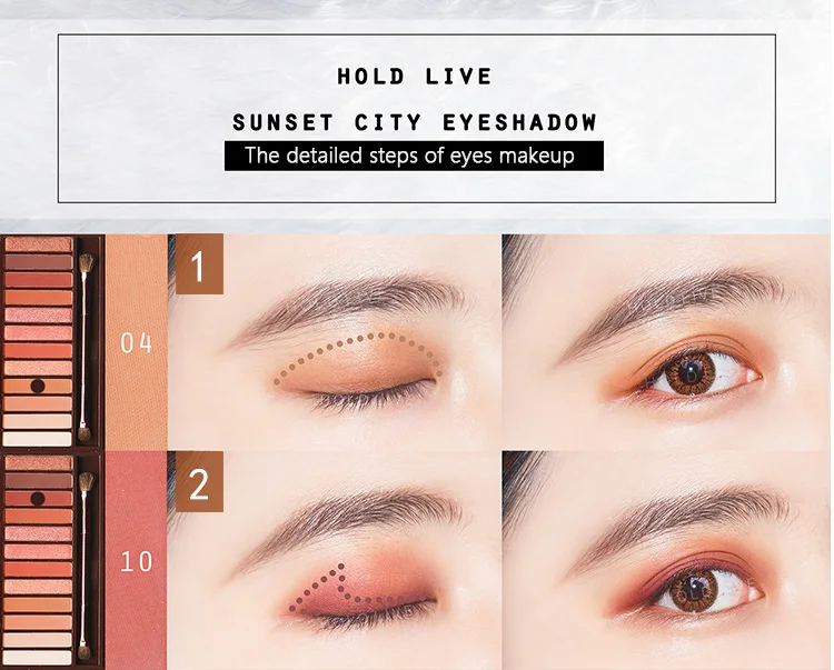 HOLD LIVE Sunset City Eyeshadow Palette 2018 Nude Shimmer Glitter Eye Shadow Pigmented Peach 12 Colors Eyes Makeup Shadow (12)