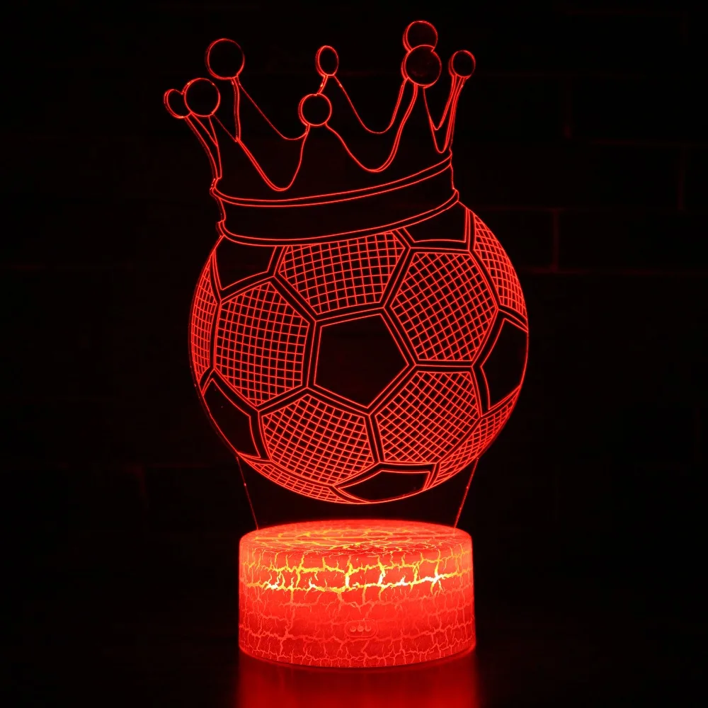 

Creative 3D Visual illusion Lamp LED Night Lights Crown Soccer Football Discoloration Colorful Atmosphere Lamp Novelty Lighting