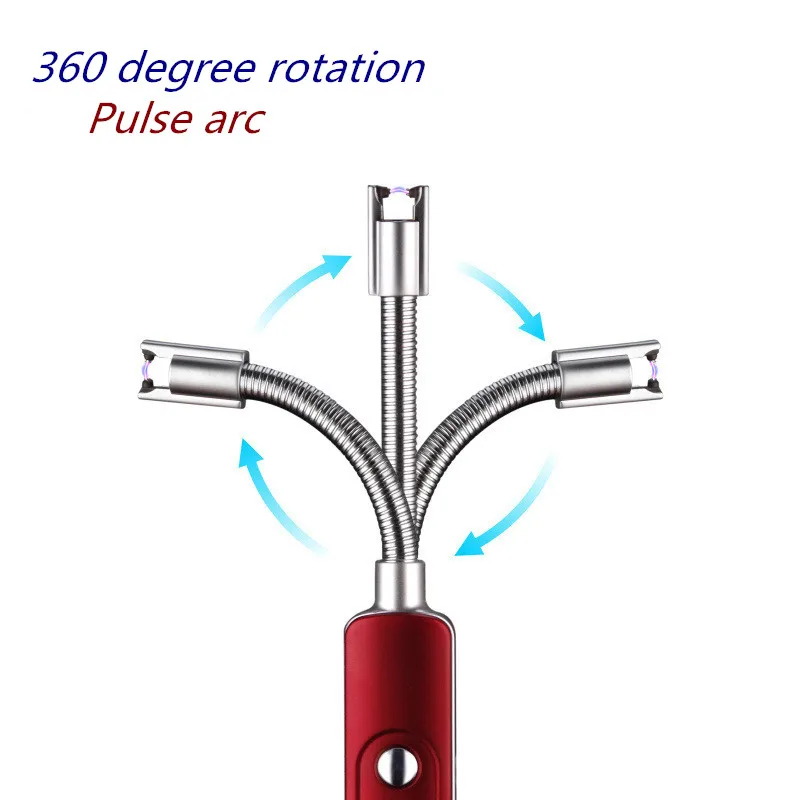 360 градусов Usb дуговая плазменная Зажигалка гибкая электрическая зажигалка с подключением к Usb металлическая ветрозащитная Зажигалка для барбекю кухни