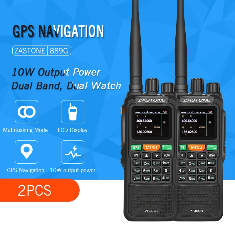 2 шт Zastone 889G Портативное двухстороннее радио 5-10 км UHF/VHF 10 Вт 999CH 3000 мАч рация Ham CB радио HF трансивер