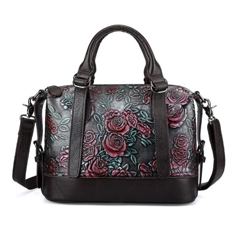 

New Fashion Embossed Handbag Brush Color Retro Elegant Handbag Shoulder Bag Messenger Bag for Women