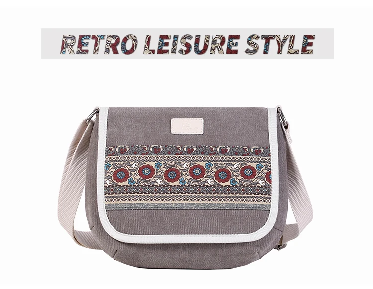 Canvasartisan new women shoulder bag floral casual messenger bag vintage cotton canvas bags female small travel crossbody bag