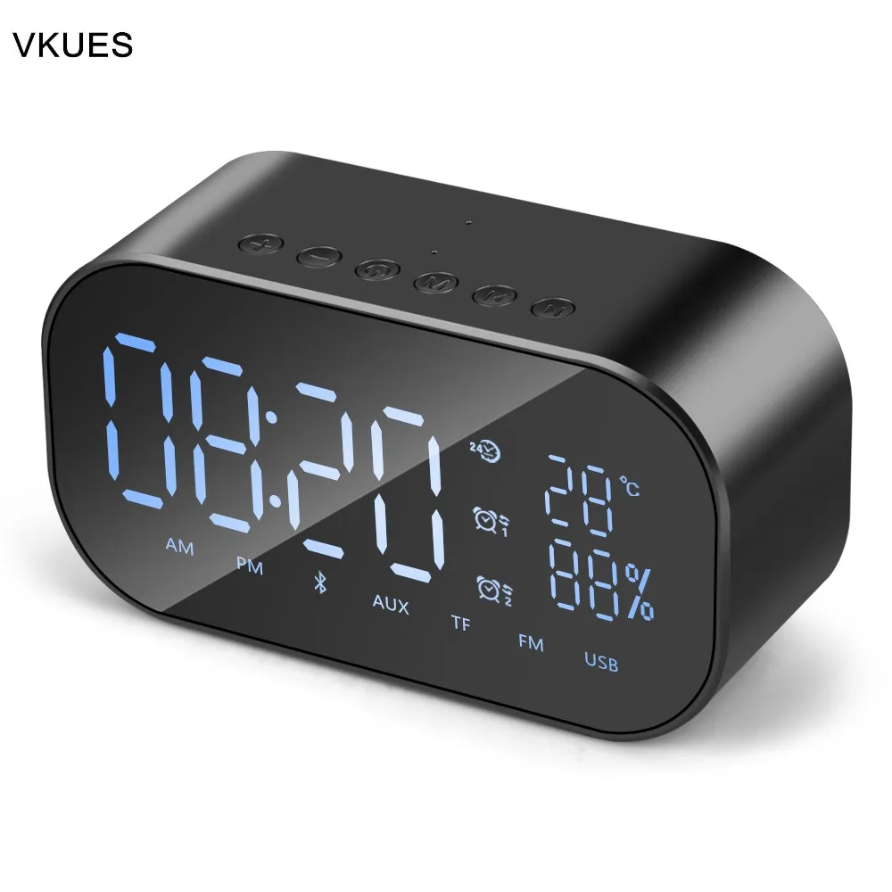 VKUES S2 портативный Bluetooth динамик поддержка температуры ЖК-дисплей FM радио