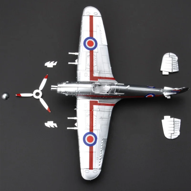 1Pcs Random Color 1/48 Assemble Simulation Fighter Model Toys Building Tool Sets Aircraft Diecast War-II Hurricane Fighter