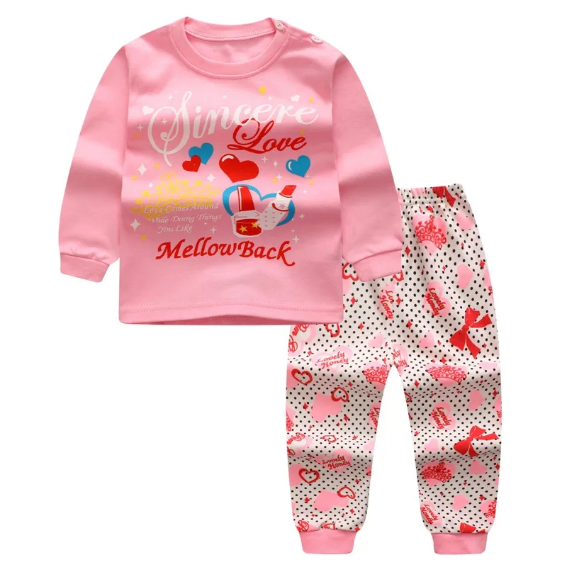 Chivry/хлопковые детские пижамные комплекты для мальчиков; Милая футболка с длинными рукавами и круглым вырезом и принтом с героями мультфильмов; топы и штаны; детская одежда для маленьких девочек