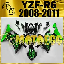 Motoegg Injection Fairings For YAMAHA YZF-R6 YZF 08-11 Green Flames #M17 + Tank Motorcycle plastic