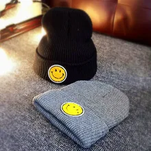 Вязаные зимние шапки со смайликом, шапки для женщин, теплые шляпы сомбреро Gorros Hombre