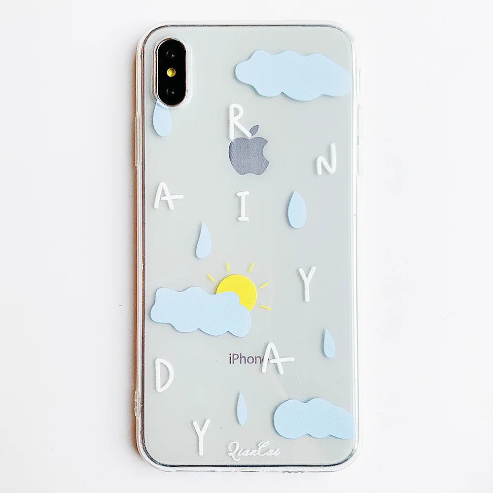 KIPX1102_4_JONSNOW Phone Case For iPhone 6S 7 8 Plus X XR XS Max Rainbow Dog and Rainyday Pattern Clear Soft Silicone Cover Cases