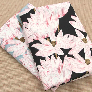 

Hot stamping lotus print broken flower cloth bed home use cloth cotton plain cloth art patchwork DIY