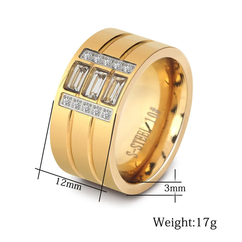Modyle Fashion Rings For Women White Zircon Gold Color Stainless Steel Wedding Engagement Rings For Men