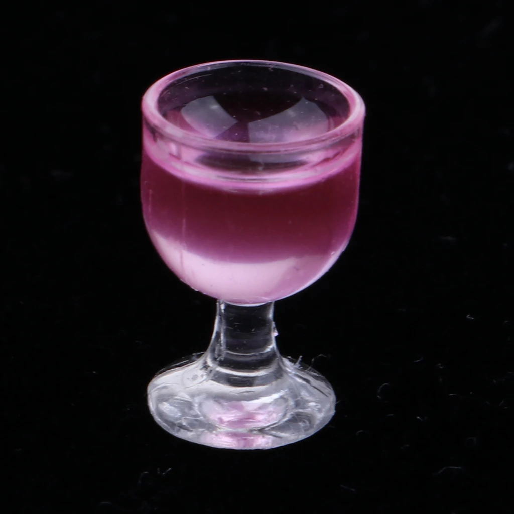 Dollhouse Wine Glasses Bulk 1/12 Goblet Cup Model, Kitchen Tableware Fairy Garden Party Decoration (Pack of 10 Pieces, Pink)