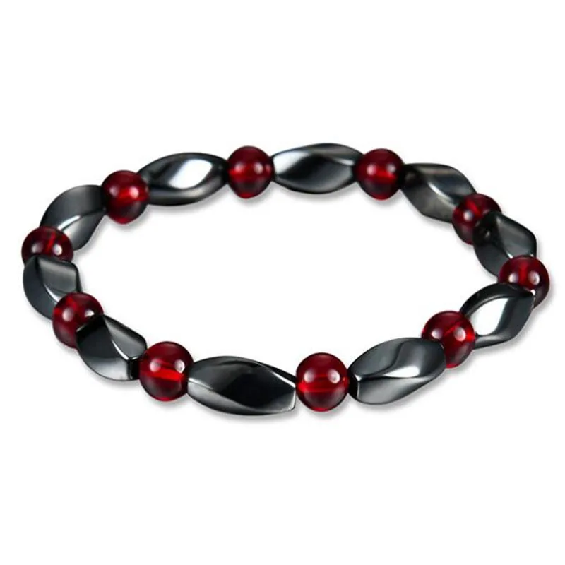 

Natural Black Stone Health Energy Healing Hematite Bangle with Magnetic Therapy of Beads Elastic Bracelet for Women Jewelry