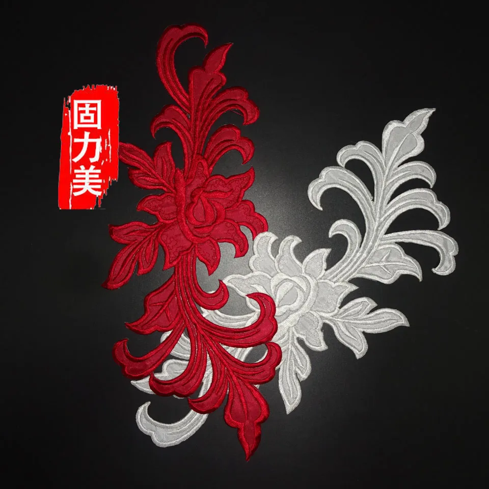 

12pc burgundy white purple peony chrysanthemum Floral Embroidery Patches Cloth Decoration embroidered applique clothing patch