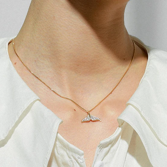 

Fashion Dolphin Tail Pendant Necklace For Women Rose White Gold Color Cubic Zirconia Gift For Party Daily Fashion Jewelry KAN060