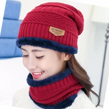 2019 nowy nabytek zima kapelusz kobiet mężczyzn ciepłe prowadzenie czapka z daszkiem z dzianiny czapki czapka z daszkiem nowa, wełna dzianiny zestaw kapeluszy jednolity kolor(China)