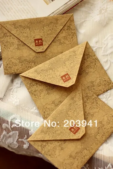 24 pcs/lot Nmini Retro Vintage Papier kraft enveloppes carte cadeau Envelop 