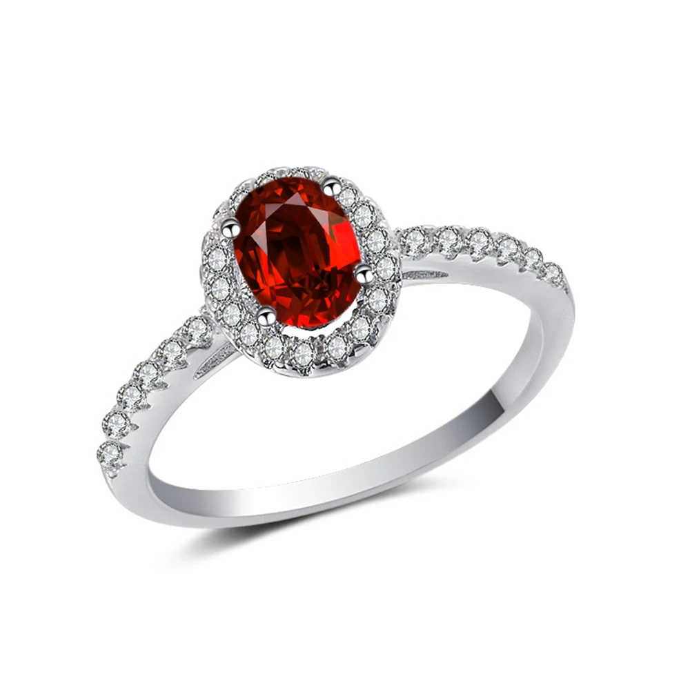 

R016 Free Shipping Plated Fine Jewelry With Red Crystal Top AAA Zircon Engagement Wedding Rings for Women Lover Gifts