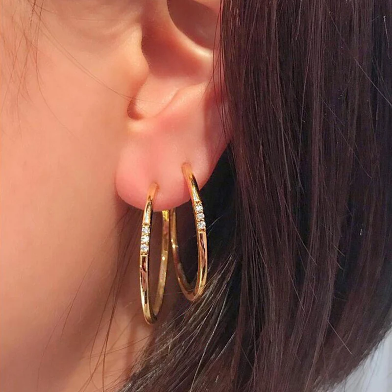 

1 Pair/ Set Fashion Round Geometric Gold Pendant Stud Earrings Women Party Classic Crystal Gem Earrings Jewelry Accessories