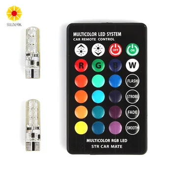 

5050 SMD RGB T10 194 168 W5W Car Reading Wedge Interior Light Lamp 6 LED Bulb Flash Strobe with Wireless Remote Controller