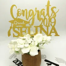 Поздравительный Выпускной заказной торт Топпер congrats град вечерние украшения класс персонализированные блестки Градуированный Топ