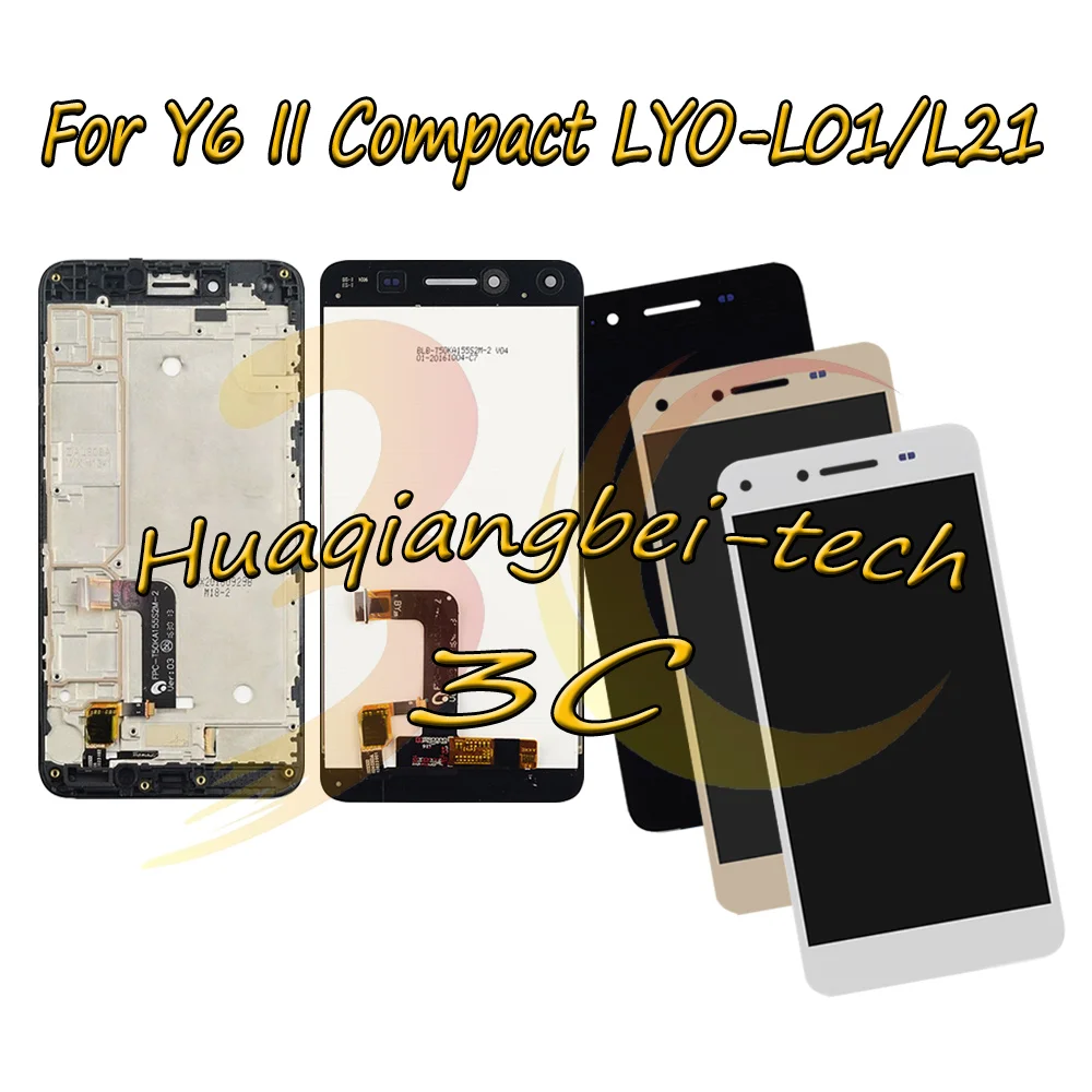 5.0 ''Nuovo Per Huawei Y6 Ii Compact Lyo-L01 Lyo-L21 Display Lcd Completo + Touch Screen Digitizer Assembly + Frame Cover Testato Al 100%