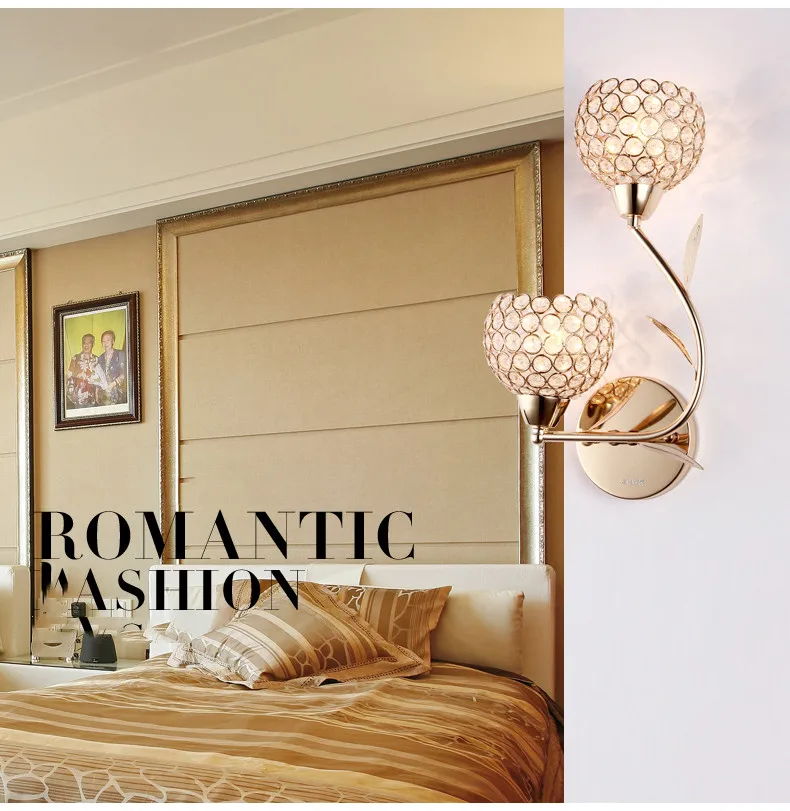 Современный Креативный Золотой Хрустальный настенный светильник для спальни гостиничная прикроватная лампа для коридора бра для гостиной настенный светильник