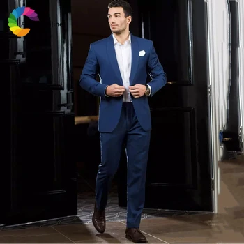 Royal Blue Formal Men Suits Business Wedding Tuxedos Groom Wear Terno 2 Pieces Jacket Pants Slim Fit Groomsman Costume Homme Buy At The Price Of 79 19 In Aliexpress Com Imall Com