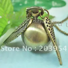 Псевдо антикварные часы «Дары смерти» карманные часы с шариковым крылом бронзовые Кварцевые винтажные мужские и женские ожерелья с цепочкой под старину