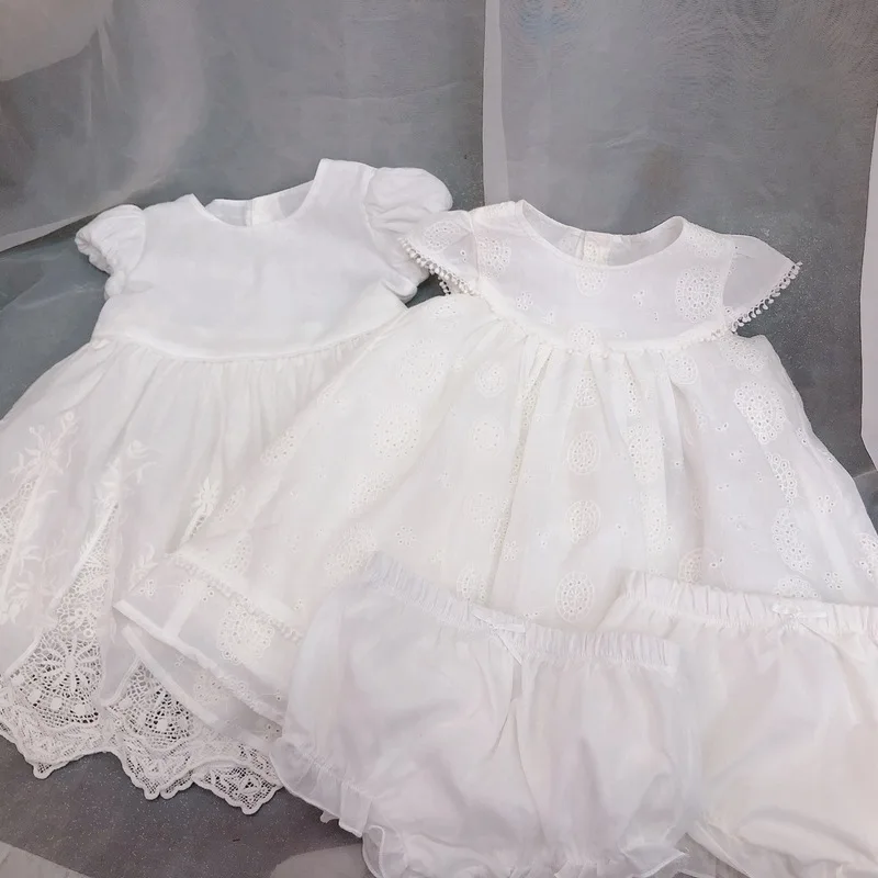 

2019summer New Arrivals Baby Girls Cotton Sweet White Princess Dress 2pcs Set Jacquard High Quality Clothes Toddler Girl Dress