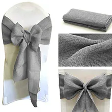 Натуральная Мешковина лента бантик на стул натуральный джут страна Винтаж для свадьбы и мероприятий украшения для вечеринки-натуральный джут Burl