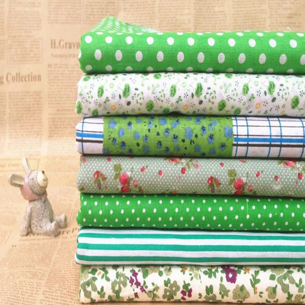 

7pcs 50x50cm New arrive Green floral dot 100% Cotton Fabric Sewing Tilda Doll Cloth DIY Quilting Patchwork Tissue Textile