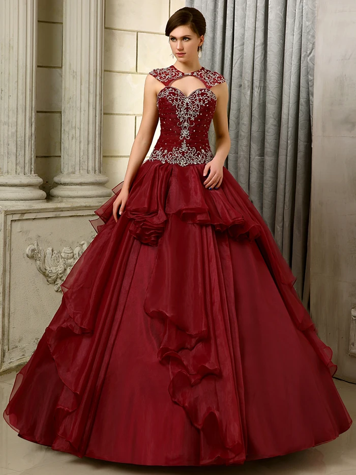 Aliexpress.com : Buy 2017 2 pieces Ball Gown Gowns Burgundy Sleeveless Beaded Organza Sweet 16