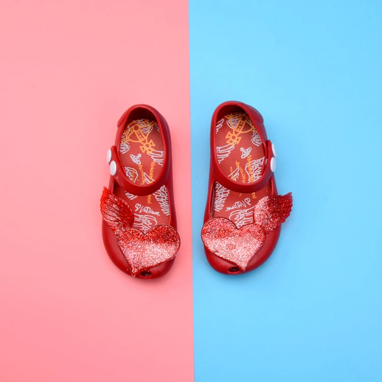 Melissa Mini сандалии для девочек сердце любовь обувь узел обувь кристалл желе сандалии детская обувь с круглым открытым носком обувь