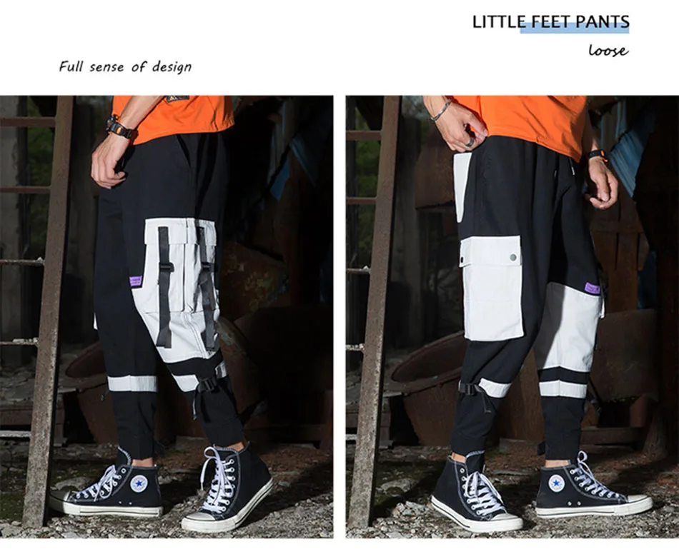 Летние повседневные мужские штаны уличная Спортивные штаны Свободные Pantalon Hombre цвет блок ленты карманы камуфляж брюки