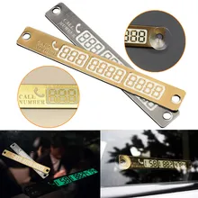 Car Auto Luminous Phone Number Card Temporary Parking Card With Suckers Night Light Phone Number Card Plate Golden Silvery