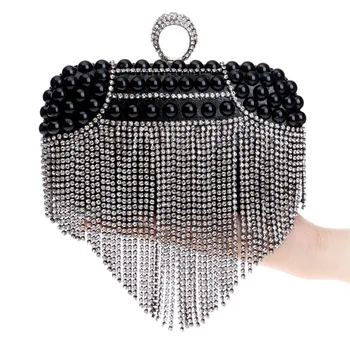

Fashion Pearl Crystal Evening bags women's Knucklebox Day Clutches Chain Shoulder bags New Bride Wedding party purse