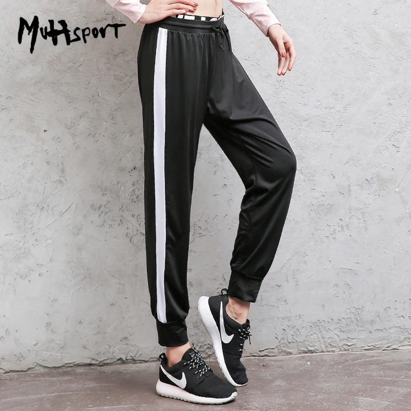 Women Running Pants Elastic Waist Loose Female Training Pants Gym
