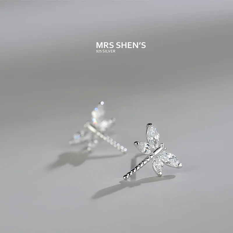 Real 925 Sterling Silver Jewelry For Women Cute Animal Cubic Zircon Real 925 Sterling Silver Jewelry For Women Cute Animal Cubic Zircon Dragonfly Earring Stud S Whole In Earrings From